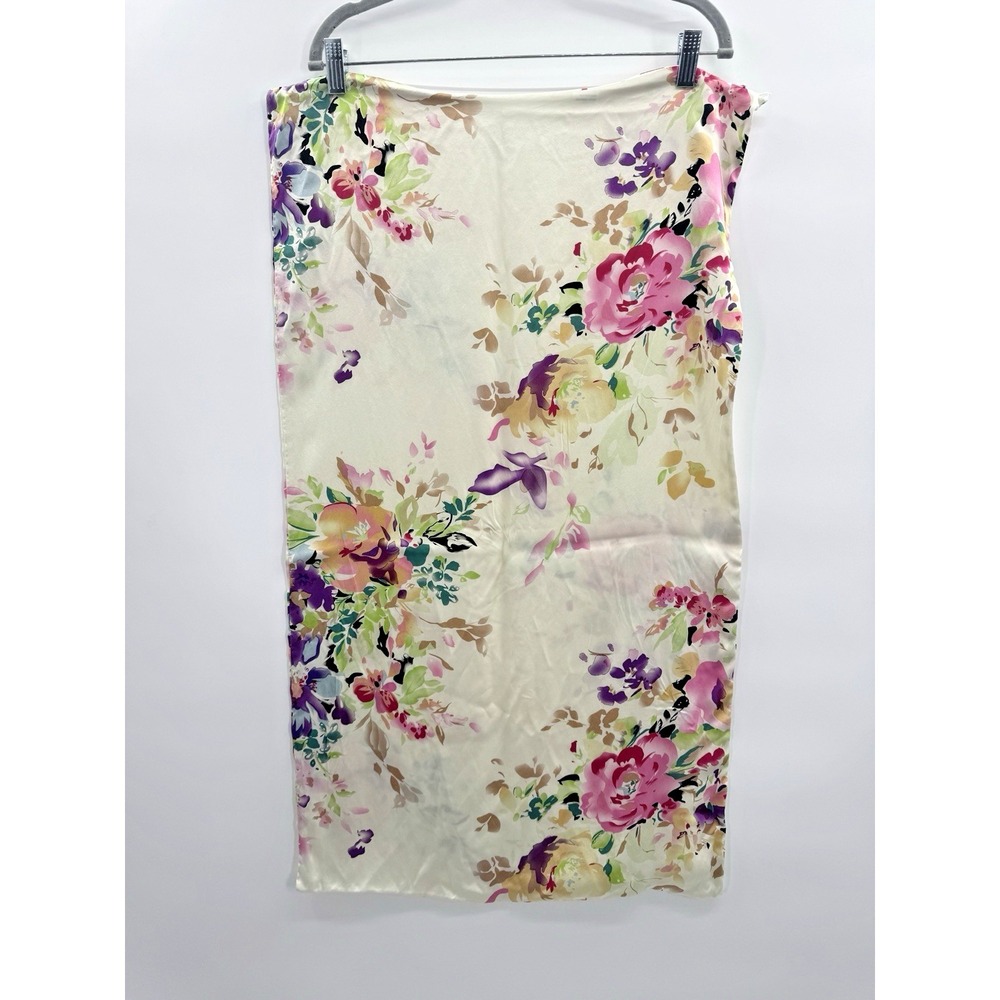 King Size Silk Pillow Case Ivory Coloful Floral 100% Pure Silk Zip Closure Luxe